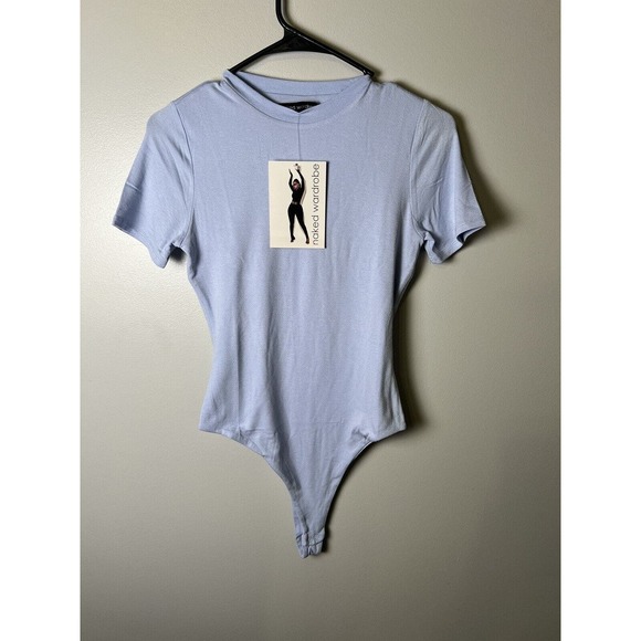 Nwt NAKED Wardrobe - Large - Short Sleeves Bodysuit‎ Light Blue - Picture 14 of 14